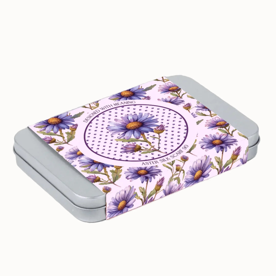 Aster Flower Silk Scarf 90, Designed With Meaning