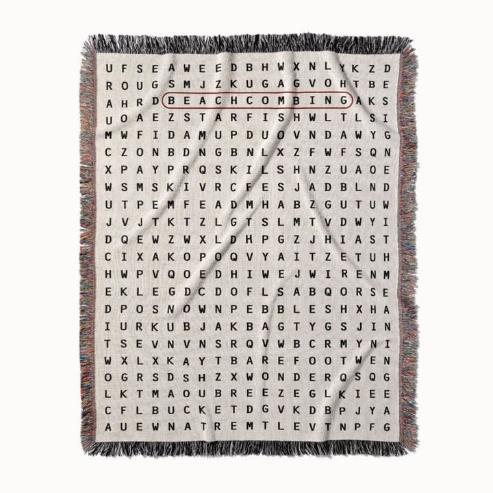 Beachcombing Word Search Studio Woven Throw Blanket, Designed With Meaning
