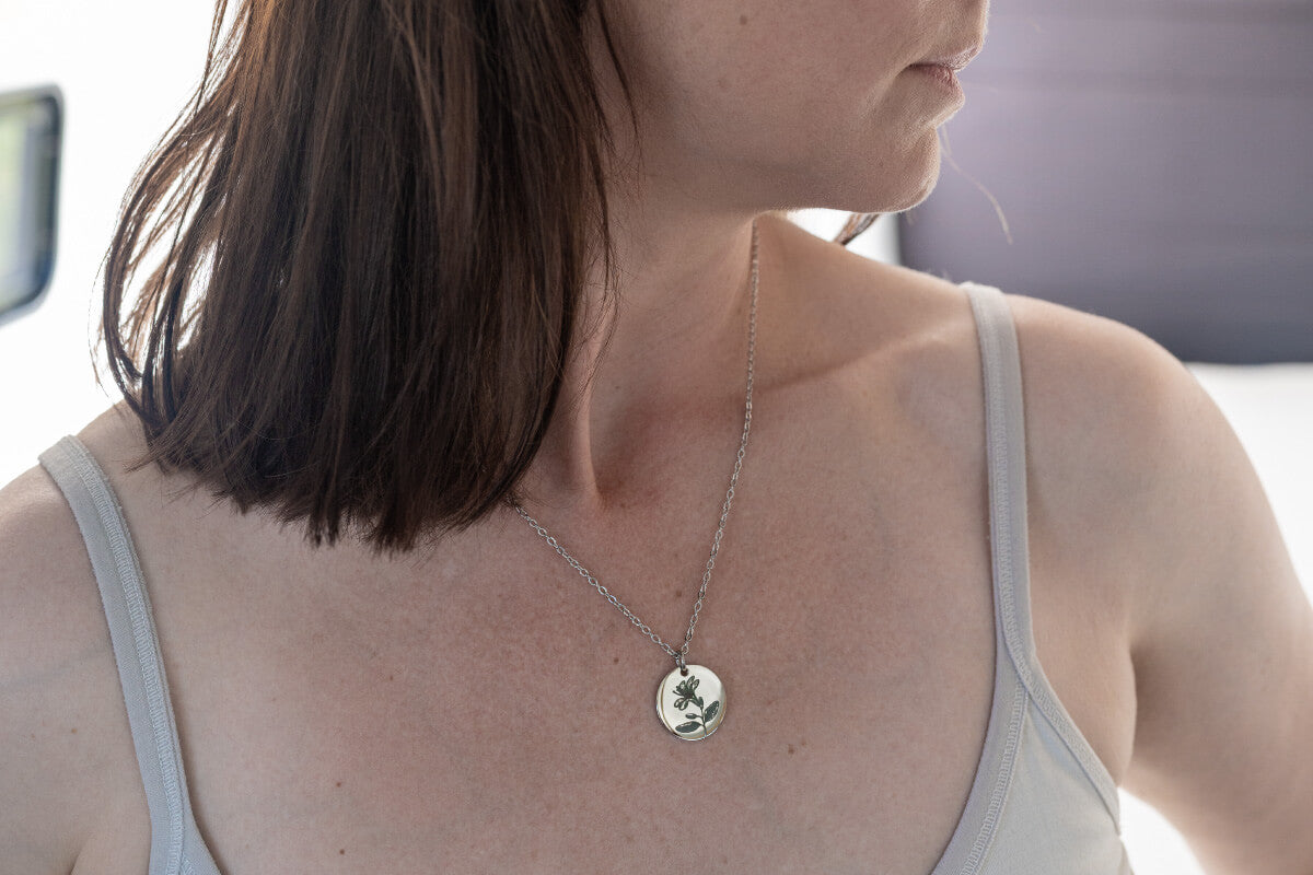 June Birth Flower Necklace, Personalized Birthday Gift for Her, Custom Honeysuckle Jewelry, Designed With Meaning