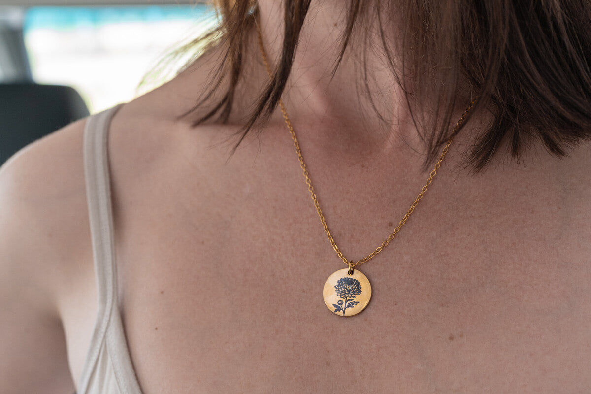 November Birth Flower Necklace, Personalized Birthday Gift for Her, Custom Chrysanthemum Jewelry, Designed With Meaning